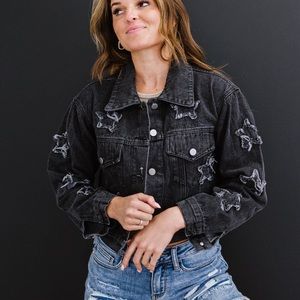 SWEET GENERIS STAR CROSSED FULL SIZE RUN CROPPED DENIM JACKET